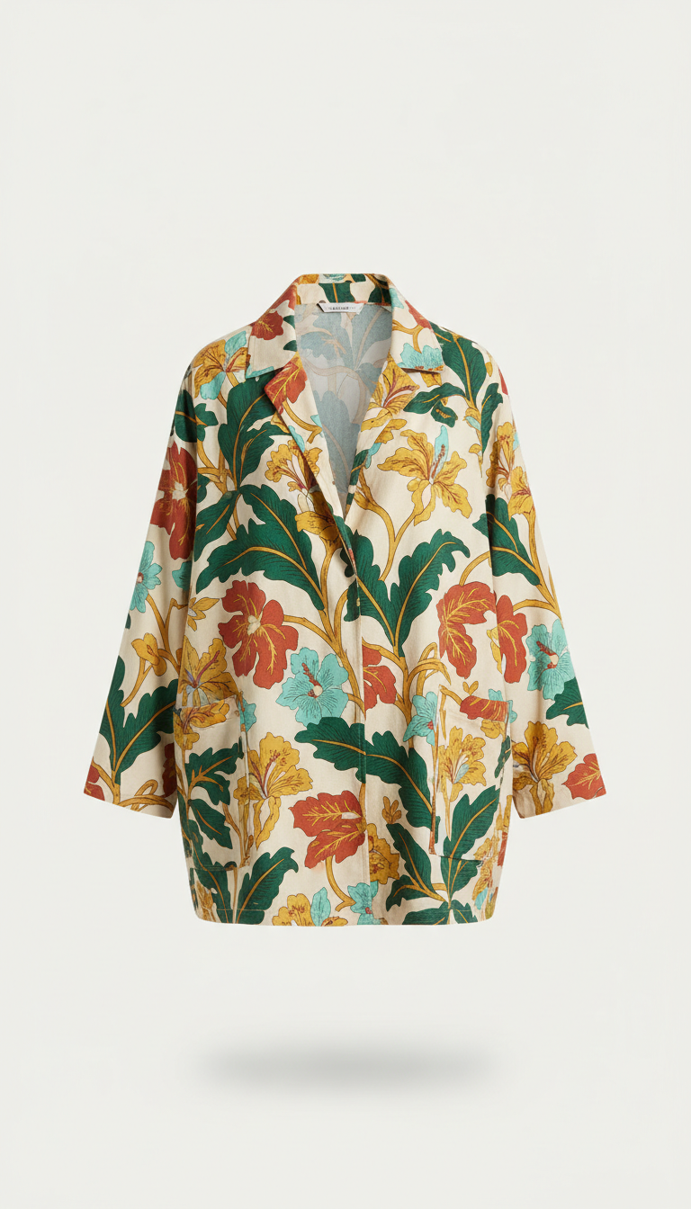 Botanical Patterned Resort Jacket