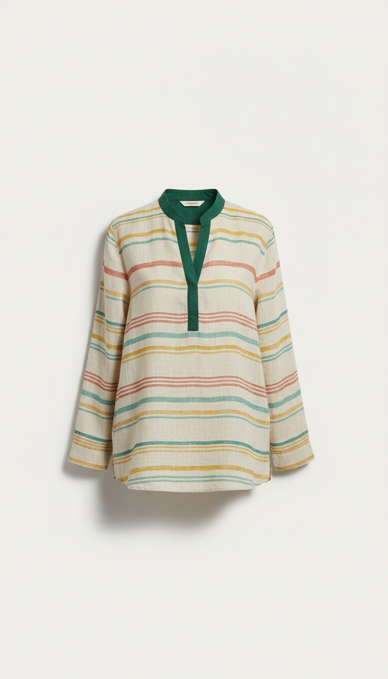Linen Mandarin-Collar Shirt