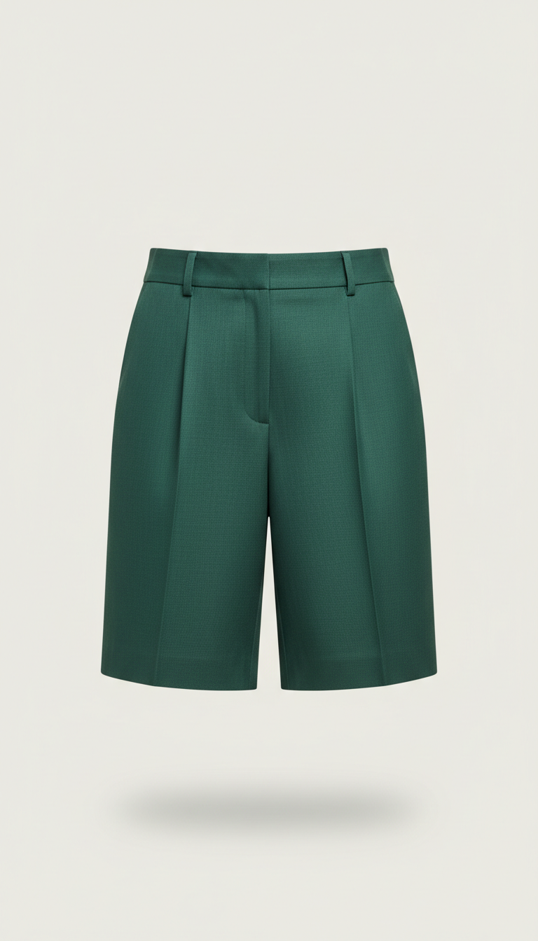 Relaxed Tailored Shorts in Deep Palm